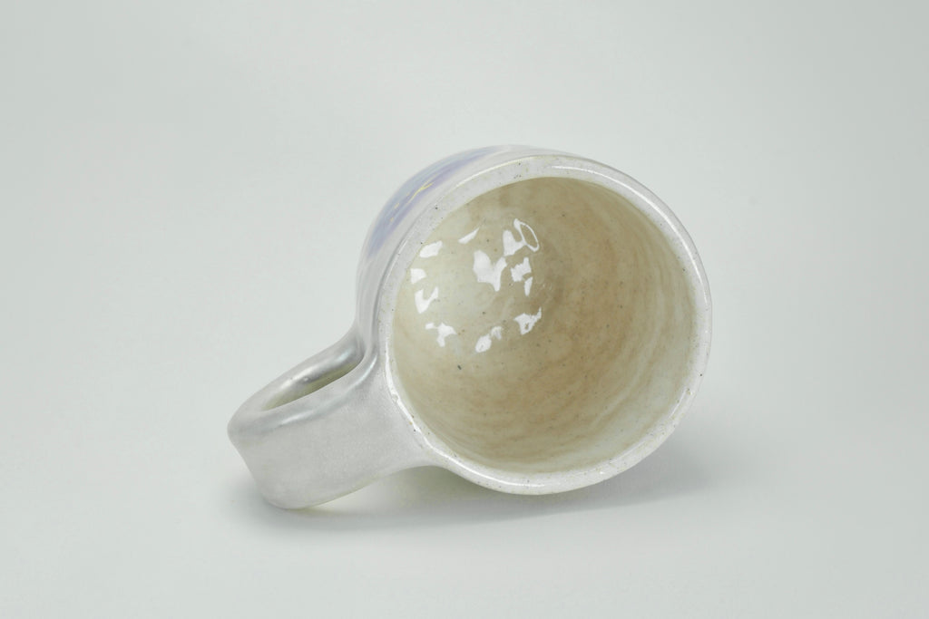 Purple Apple Pattern Silver Luster Ceramic Mug