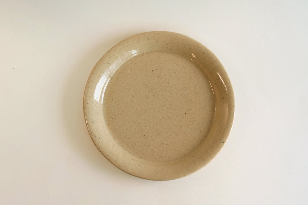 Beige Crackle Glaze Round Plate