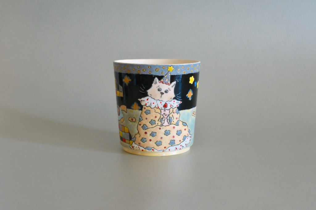 Yellow Pajama Cat Ceramic Cup - Large