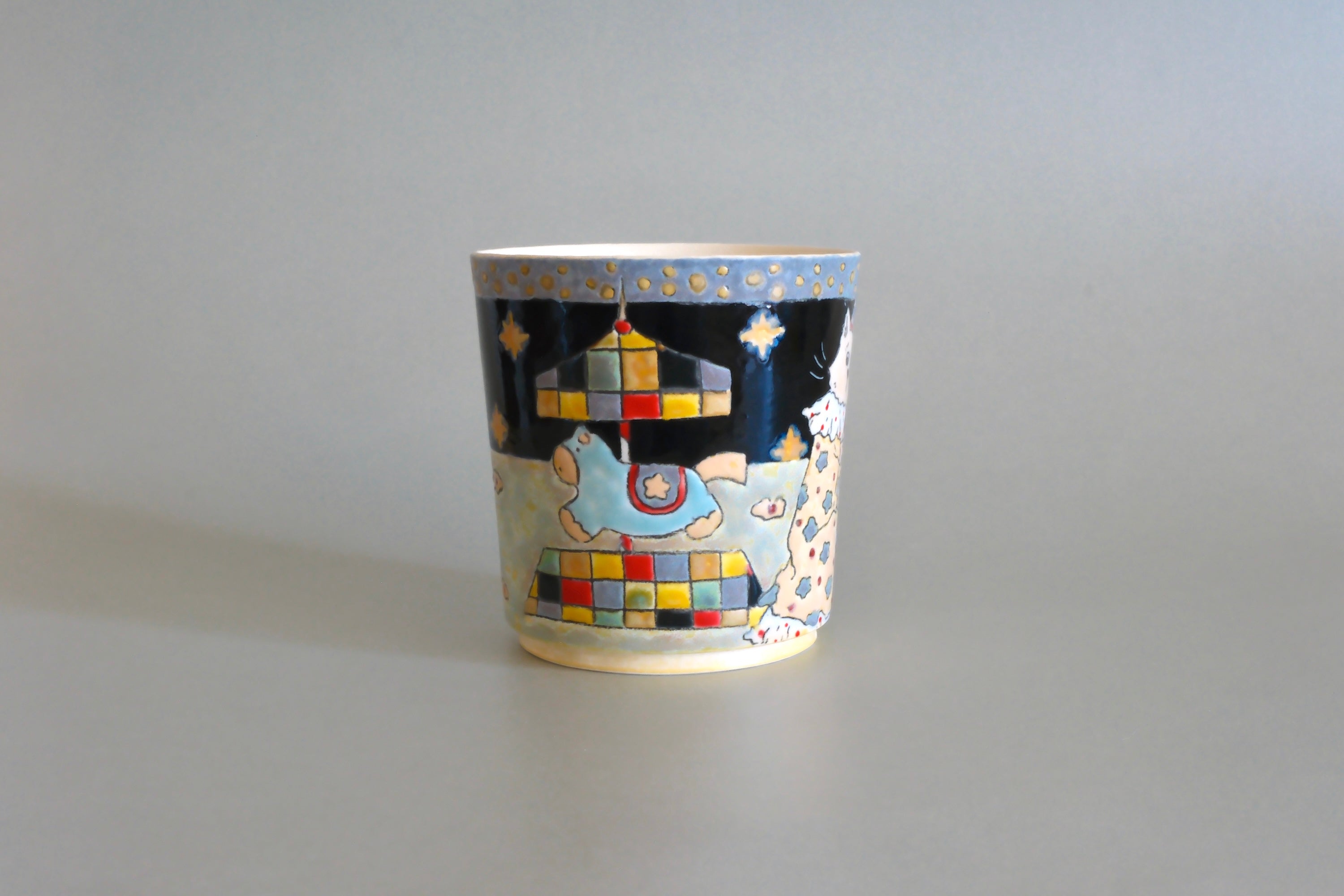 Yellow Pajama Cat Ceramic Cup - Large