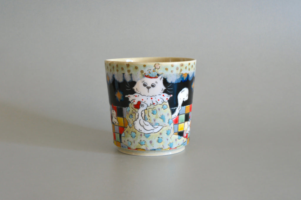 Light Green Pajama Cat & Snowman Ceramic Cup - Large