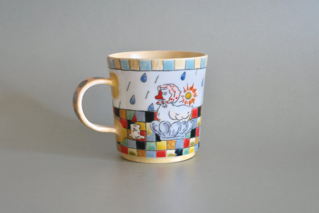 Green Pajama Cat &  Goose Ceramic Mug