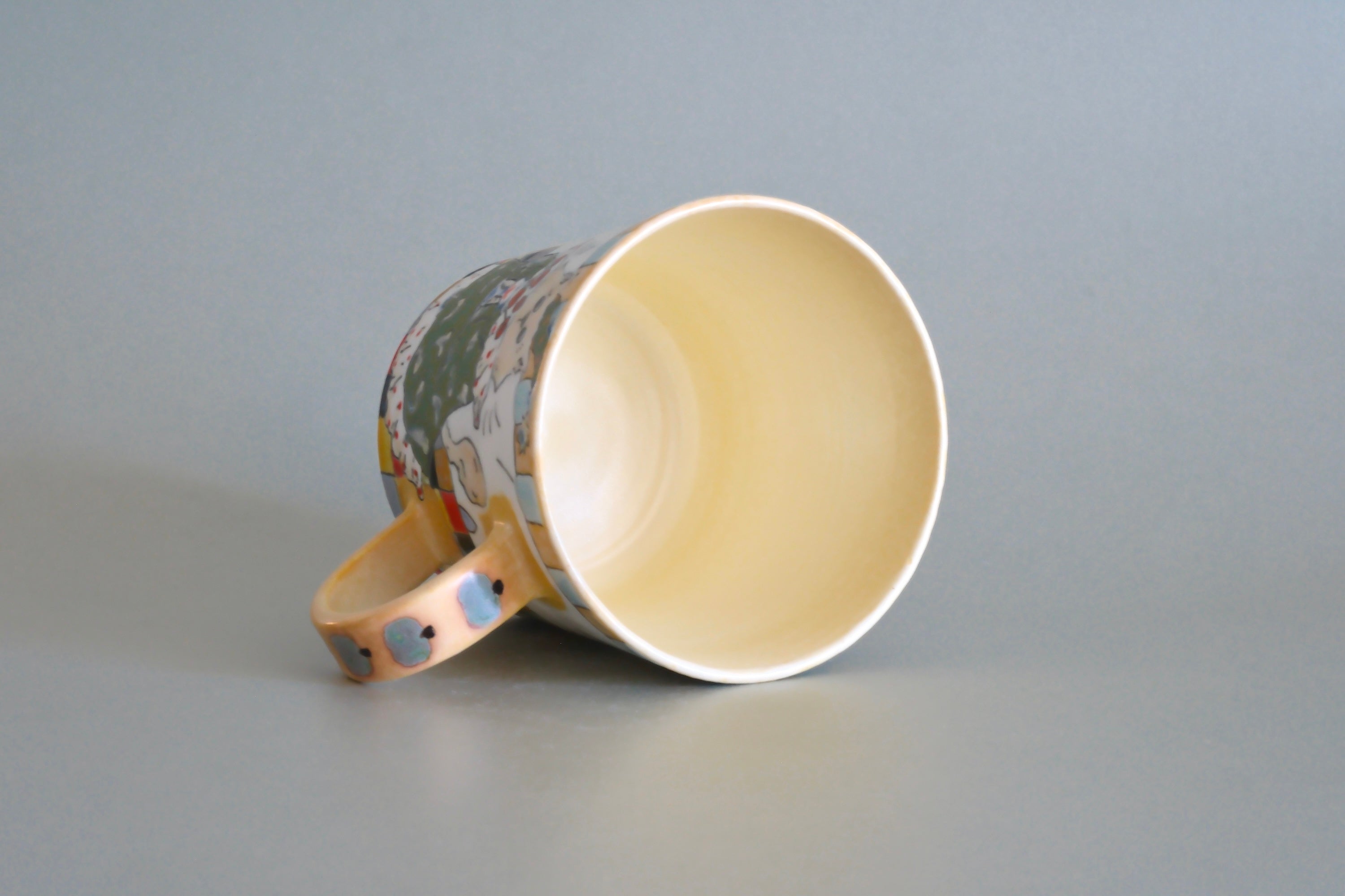 Green Pajama Cat &  Goose Ceramic Mug