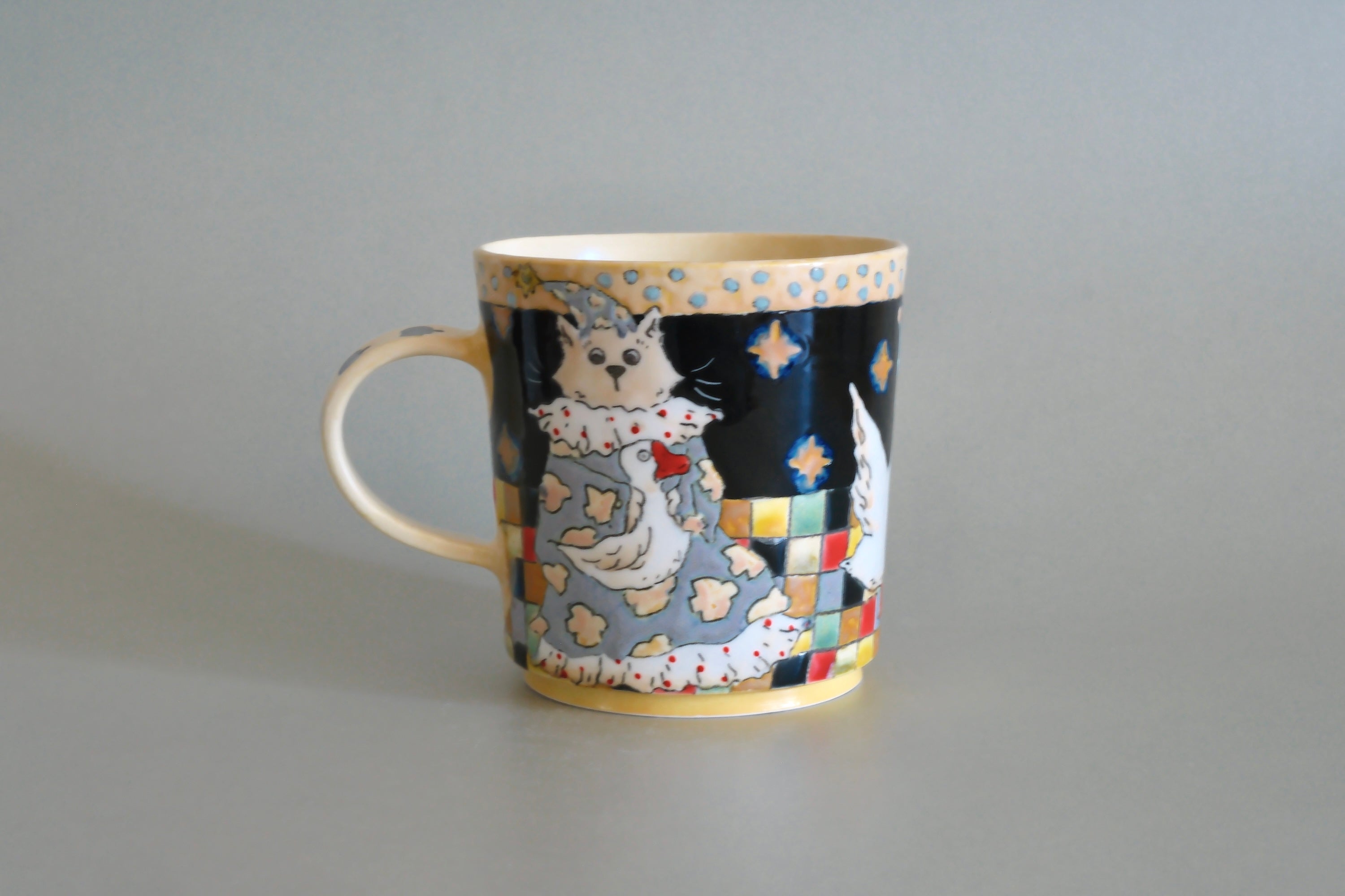 Pajama Cat & Goose Mosaic Ceramic Mug
